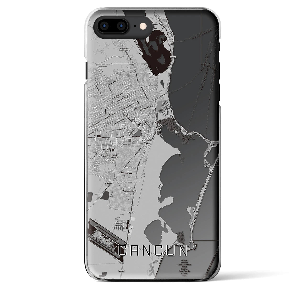 【カンクン（メキシコ）】地図柄iPhoneケース（クリアタイプ）