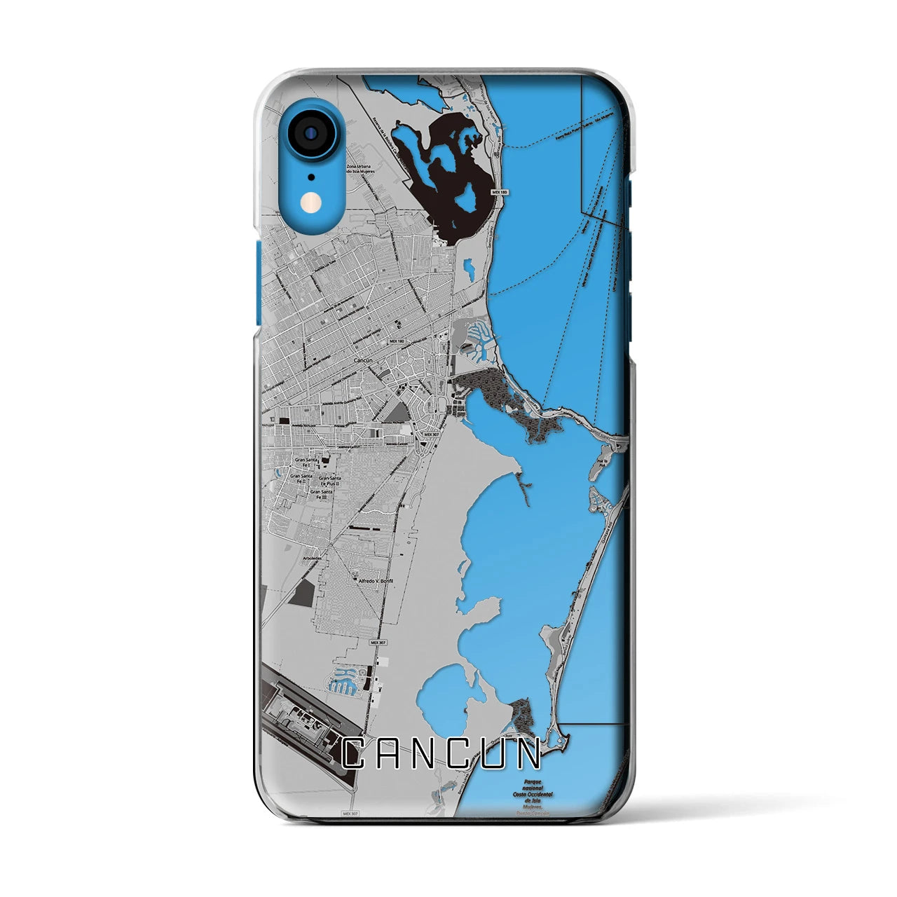 【カンクン（メキシコ）】地図柄iPhoneケース（クリアタイプ）