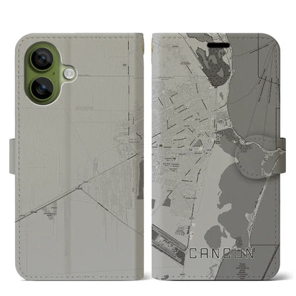【カンクン（メキシコ）】地図柄iPhoneケース（手帳タイプ）