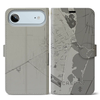 【カンクン（メキシコ）】地図柄iPhoneケース（手帳タイプ）