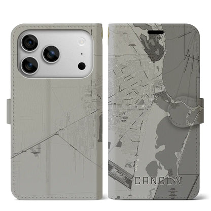 【カンクン（メキシコ）】地図柄iPhoneケース（手帳タイプ）