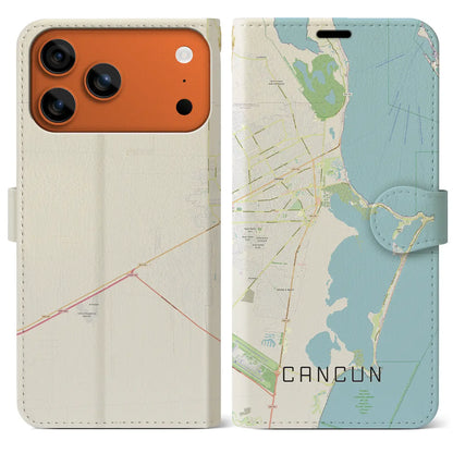 【カンクン（メキシコ）】地図柄iPhoneケース（手帳タイプ）