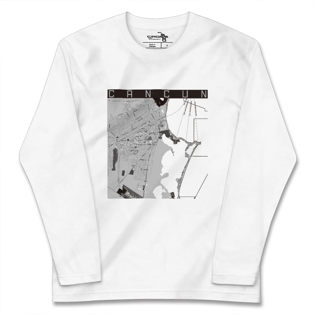 【カンクン(メキシコ)】地図柄ロングスリーブTシャツ