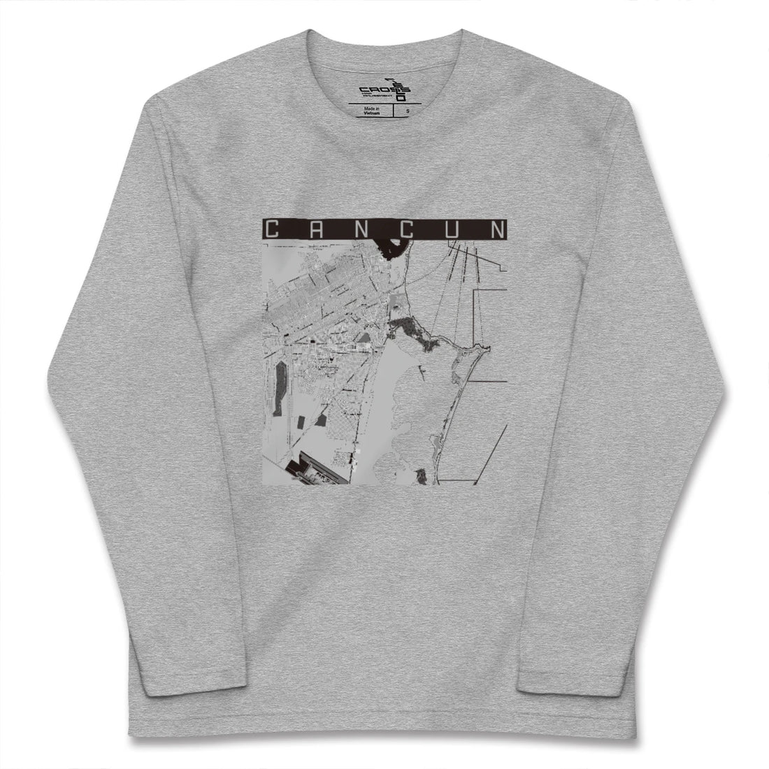 【カンクン(メキシコ)】地図柄ロングスリーブTシャツ