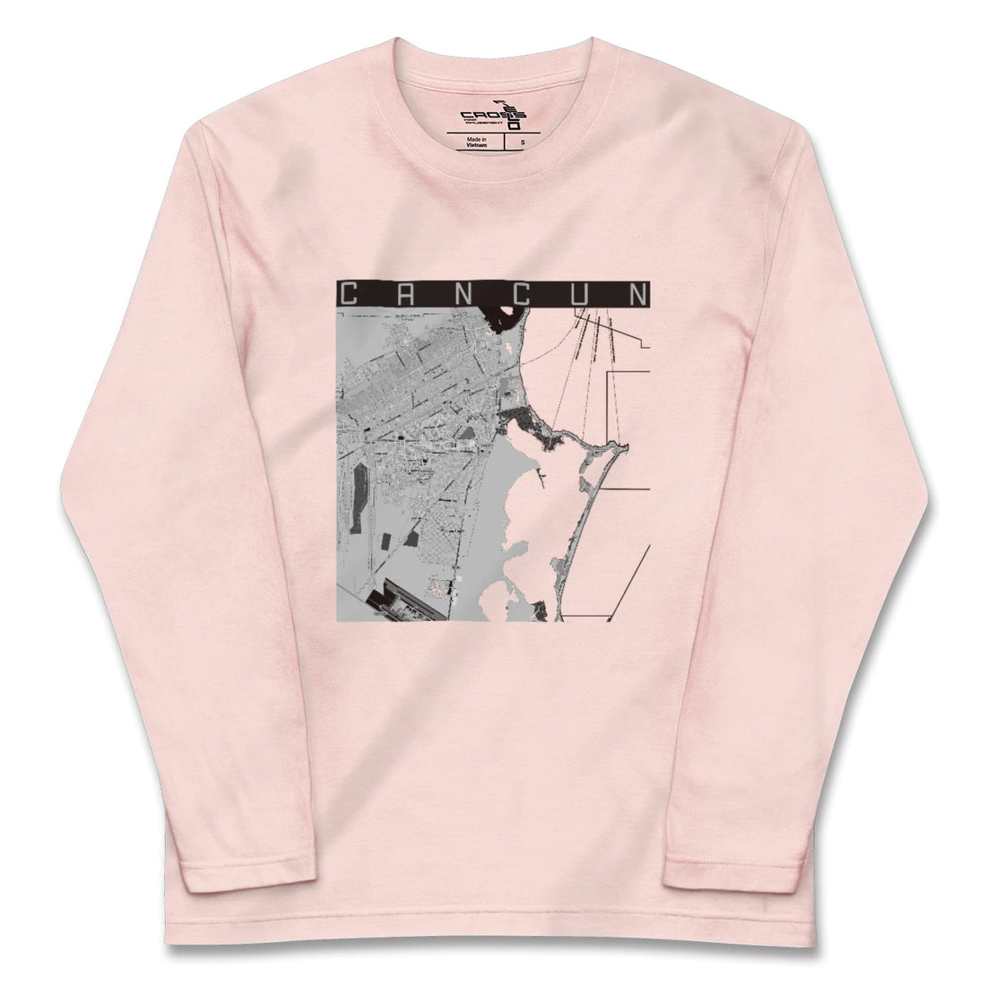 【カンクン(メキシコ)】地図柄ロングスリーブTシャツ