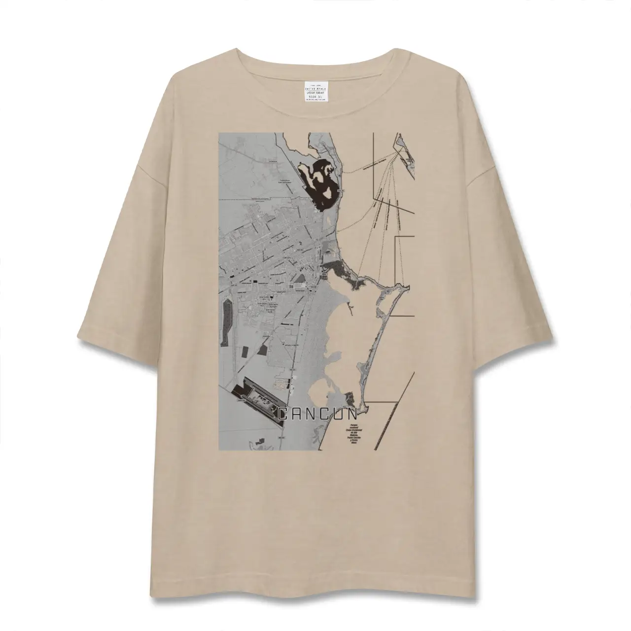 【カンクン（メキシコ）】地図柄ビッグシルエットTシャツ