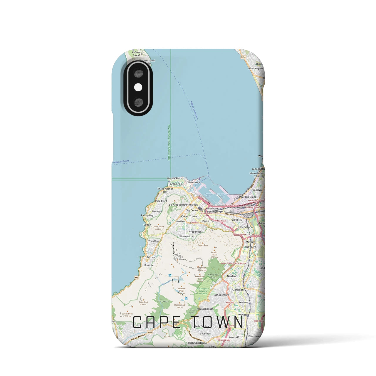 【ケープタウン（南アフリカ）】地図柄iPhoneケース（バックカバータイプ）ナチュラル・iPhone XS / X 用