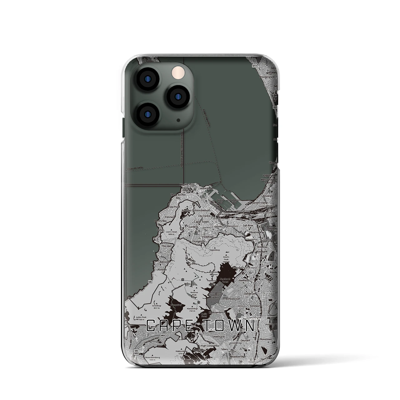 【ケープタウン（南アフリカ）】地図柄iPhoneケース（クリアタイプ）