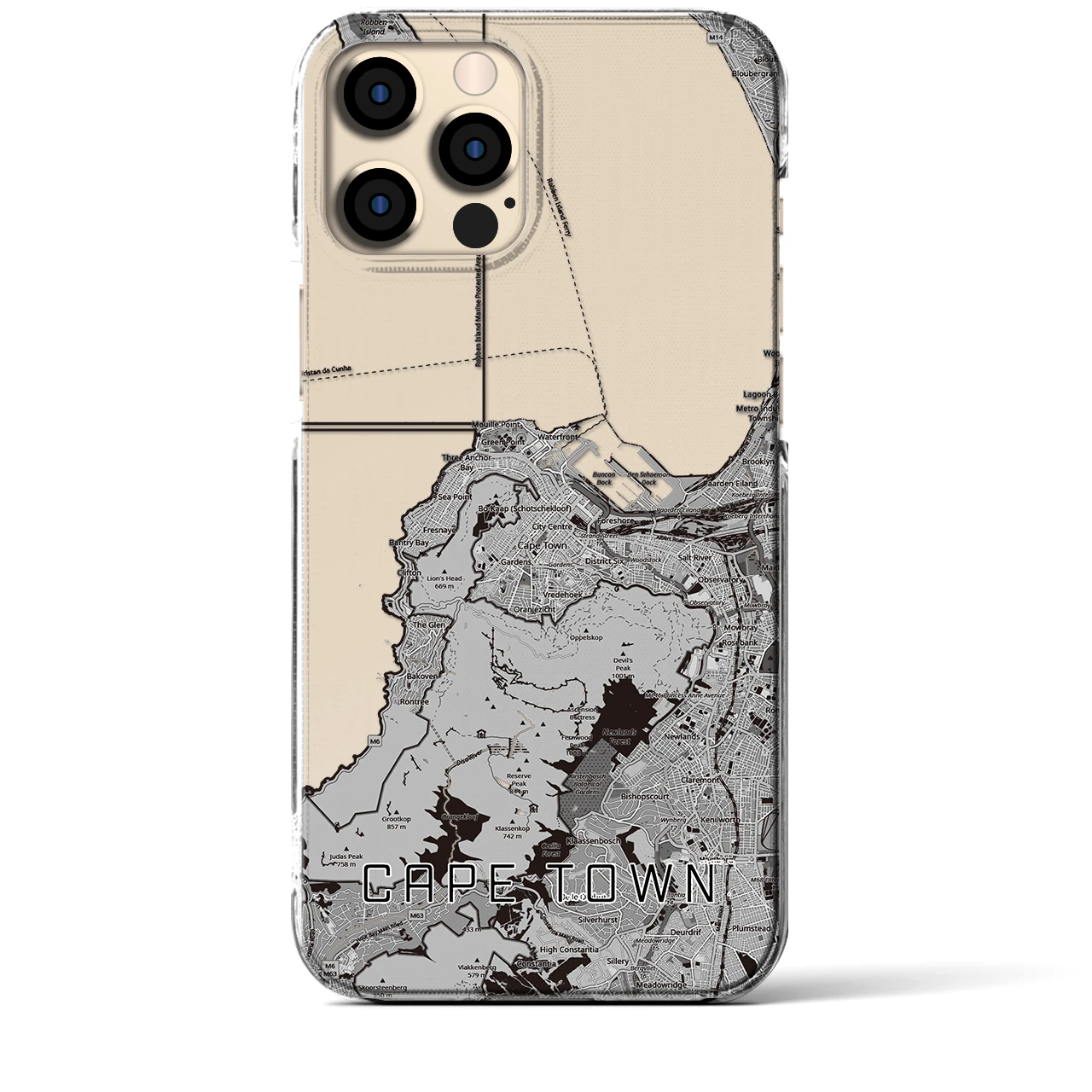 【ケープタウン（南アフリカ）】地図柄iPhoneケース（クリアタイプ）