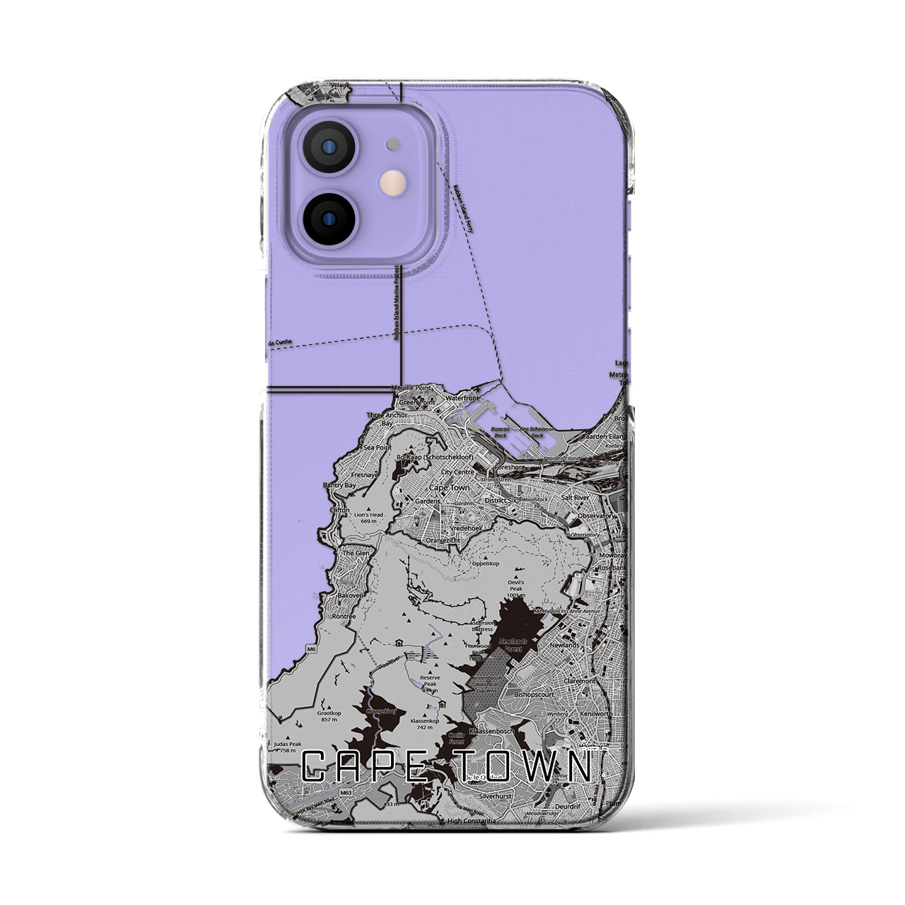 【ケープタウン（南アフリカ）】地図柄iPhoneケース（クリアタイプ）
