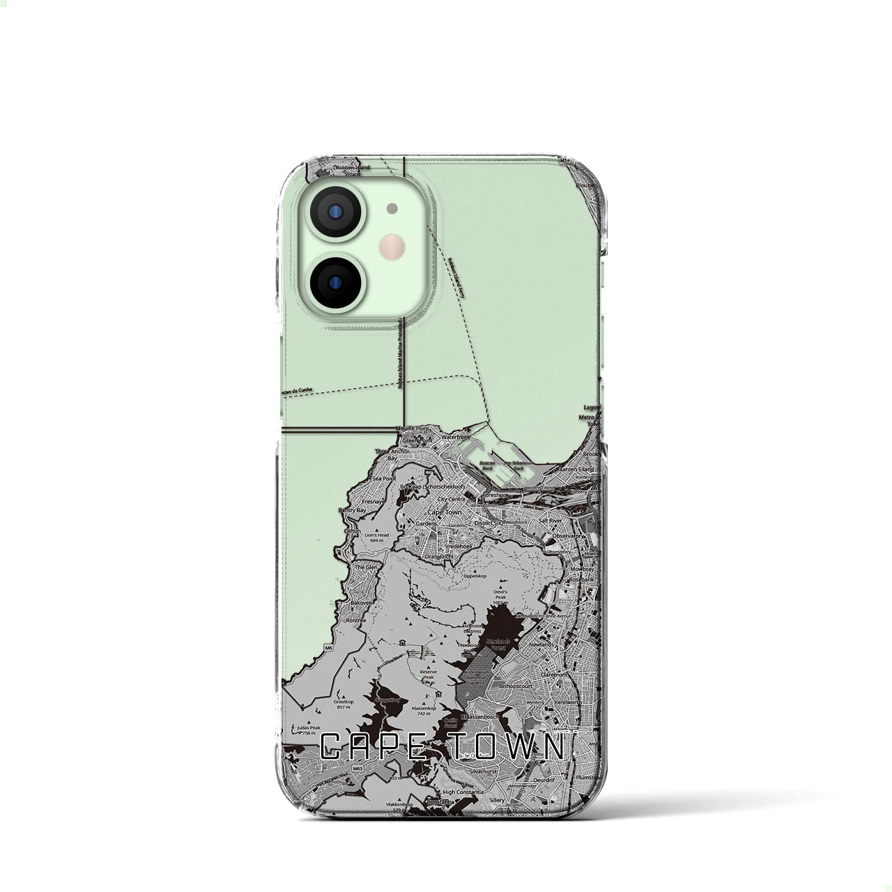 【ケープタウン（南アフリカ）】地図柄iPhoneケース（クリアタイプ）