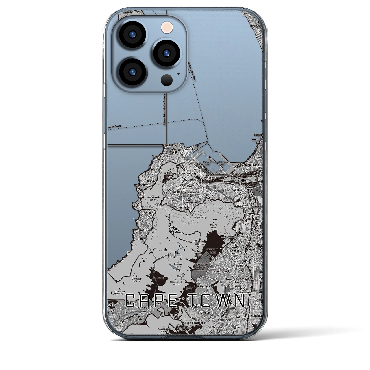 【ケープタウン（南アフリカ）】地図柄iPhoneケース（クリアタイプ）