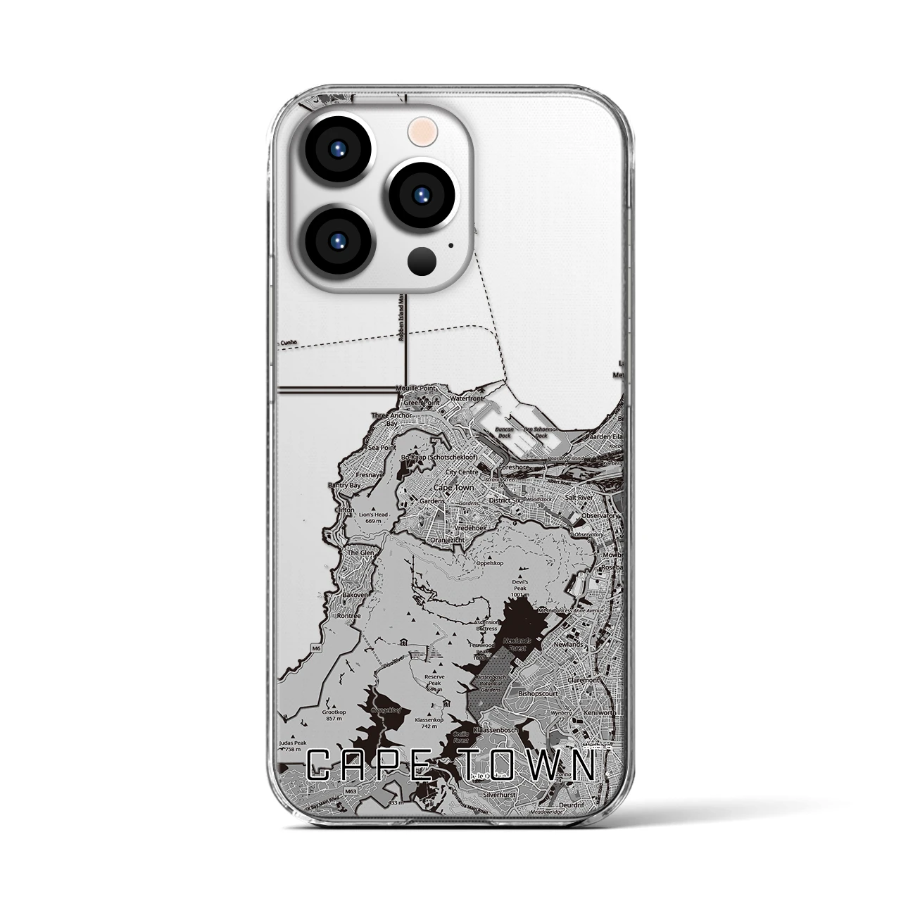 【ケープタウン（南アフリカ）】地図柄iPhoneケース（クリアタイプ）