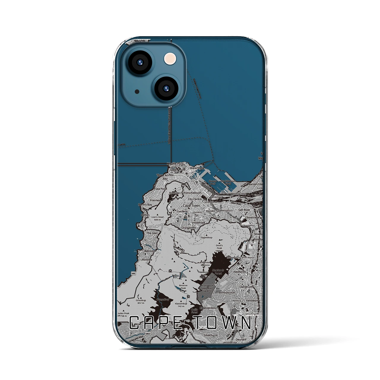 【ケープタウン（南アフリカ）】地図柄iPhoneケース（クリアタイプ）