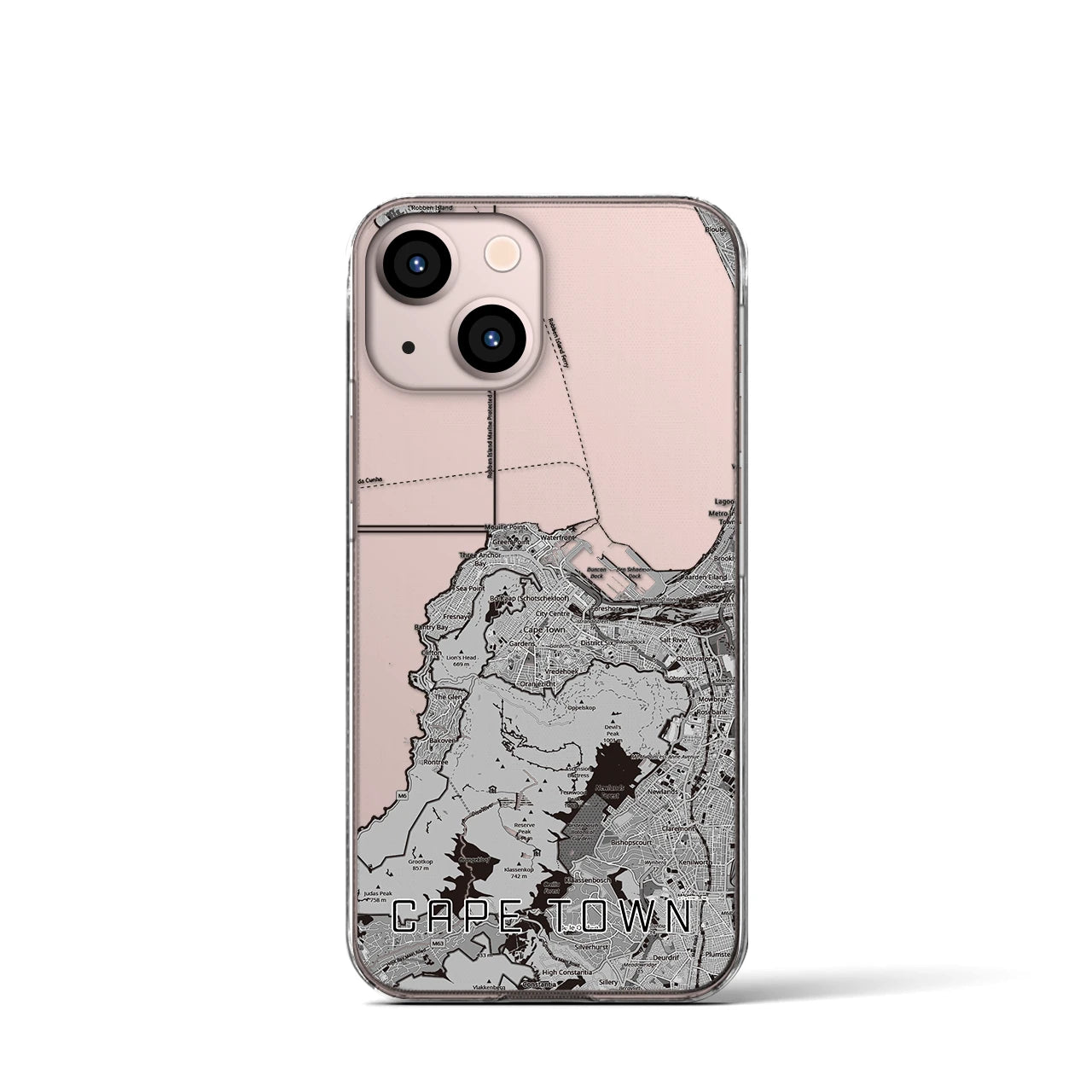 【ケープタウン（南アフリカ）】地図柄iPhoneケース（クリアタイプ）