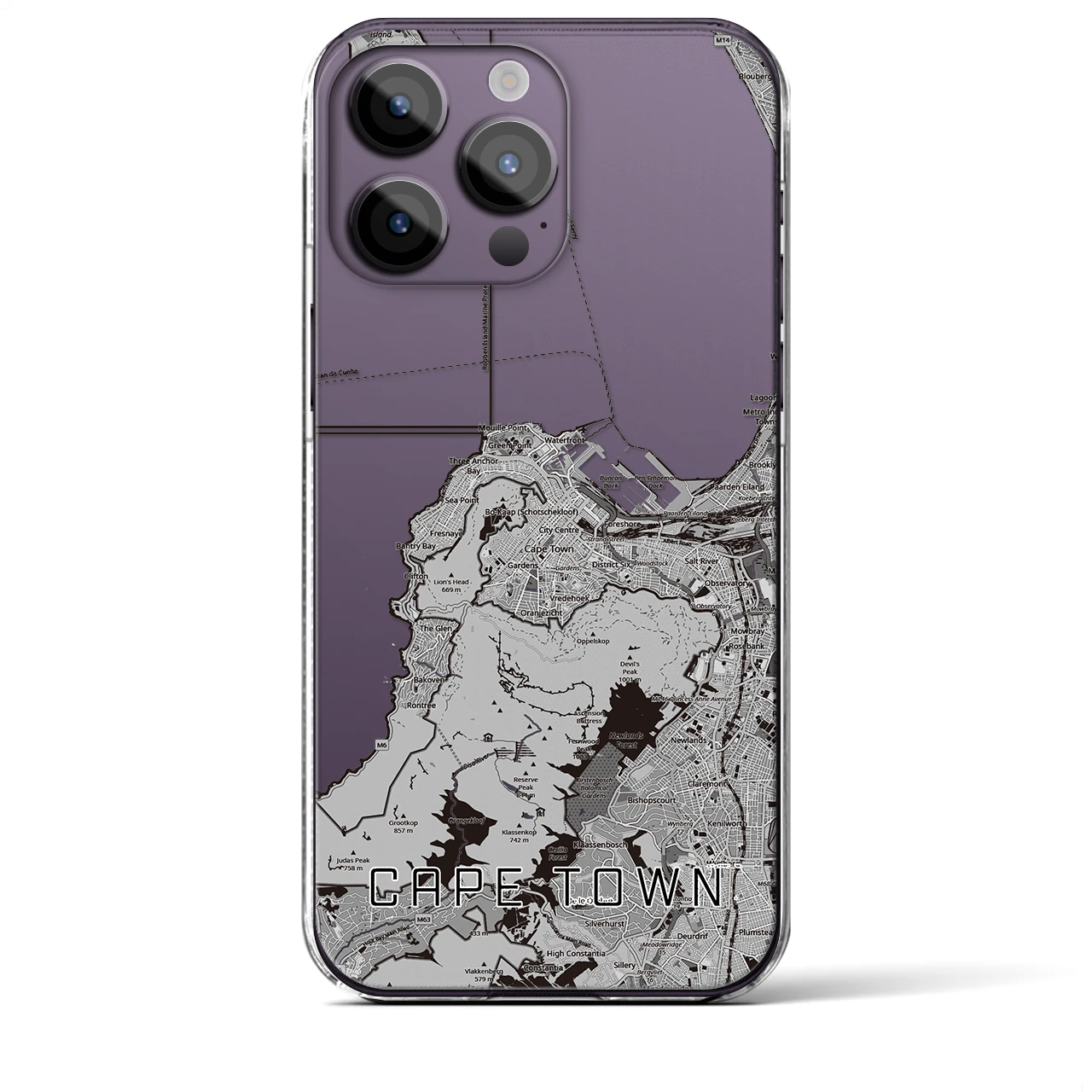 【ケープタウン（南アフリカ）】地図柄iPhoneケース（クリアタイプ）