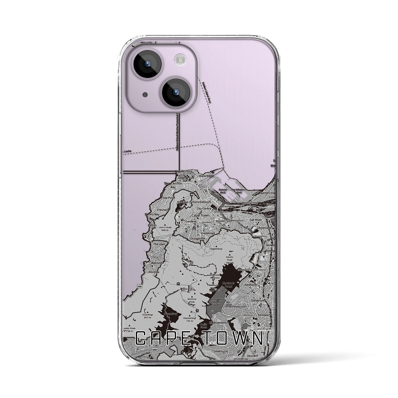 【ケープタウン（南アフリカ）】地図柄iPhoneケース（クリアタイプ）