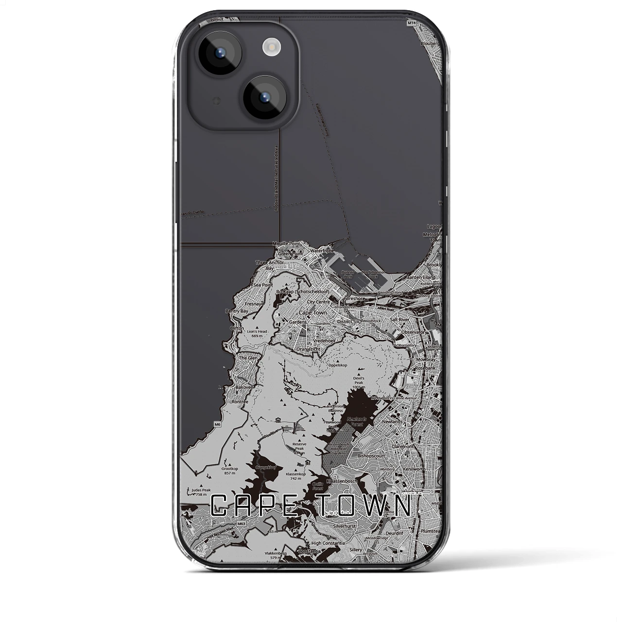 【ケープタウン（南アフリカ）】地図柄iPhoneケース（クリアタイプ）