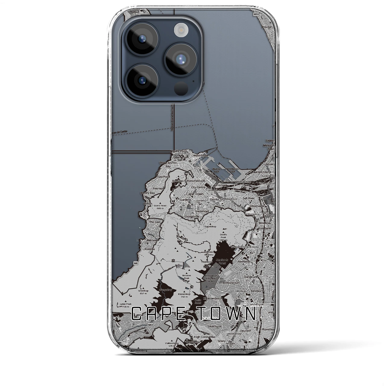 【ケープタウン（南アフリカ）】地図柄iPhoneケース（クリアタイプ）