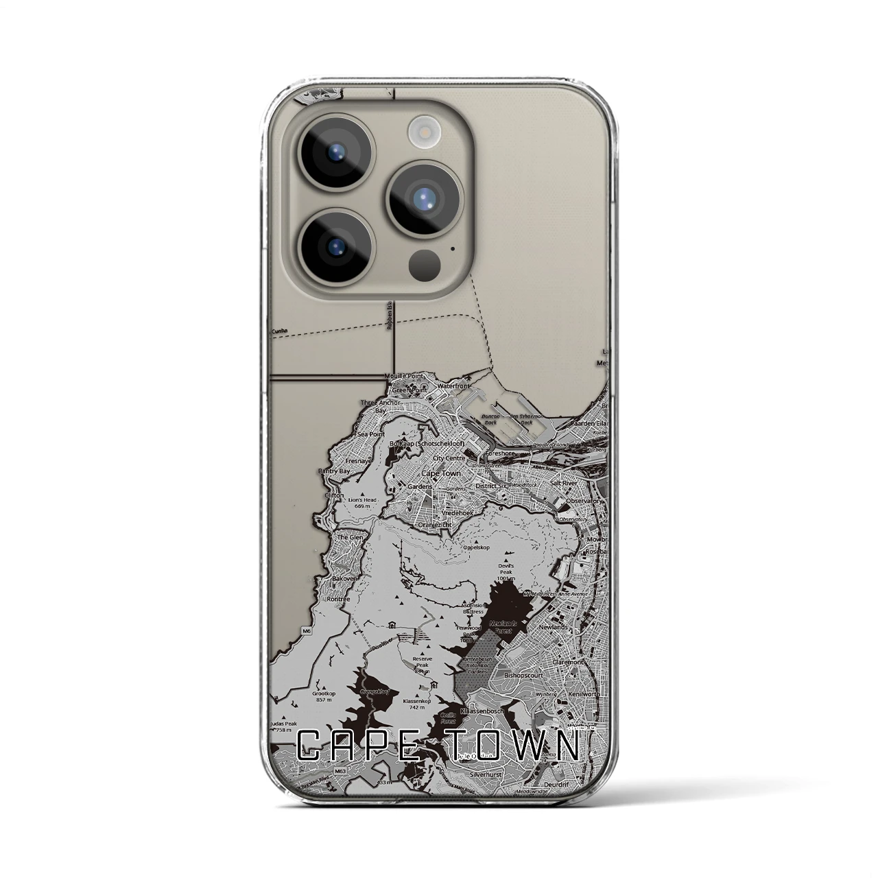 【ケープタウン（南アフリカ）】地図柄iPhoneケース（クリアタイプ）