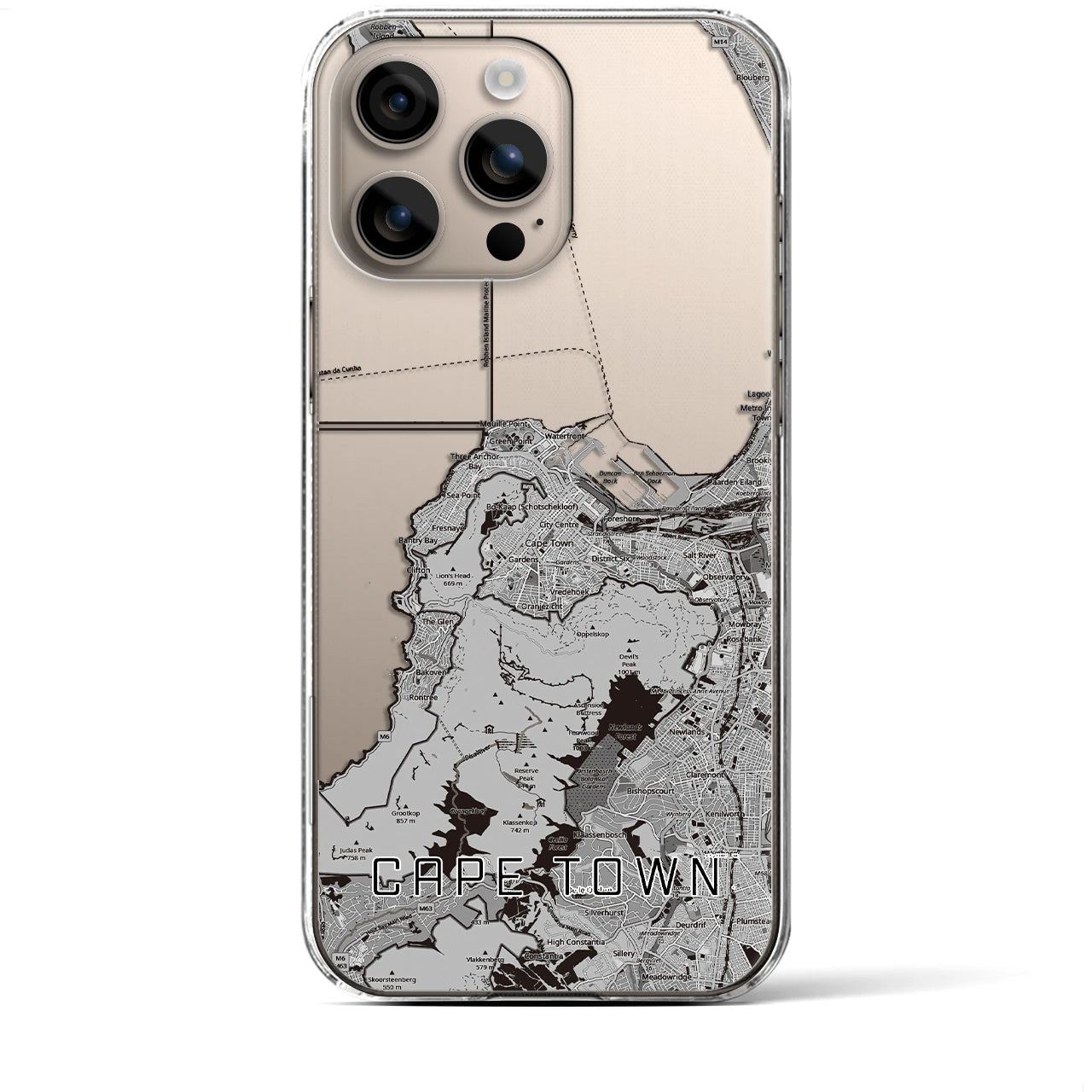 【ケープタウン（南アフリカ）】地図柄iPhoneケース（クリアタイプ）
