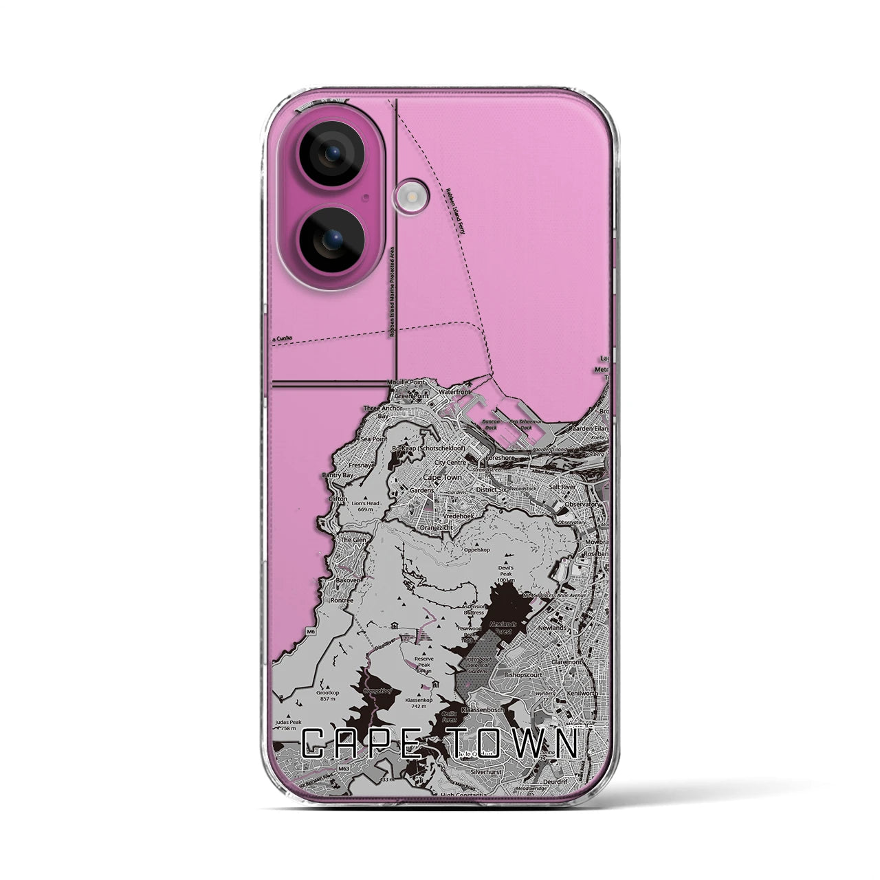 【ケープタウン（南アフリカ）】地図柄iPhoneケース（クリアタイプ）