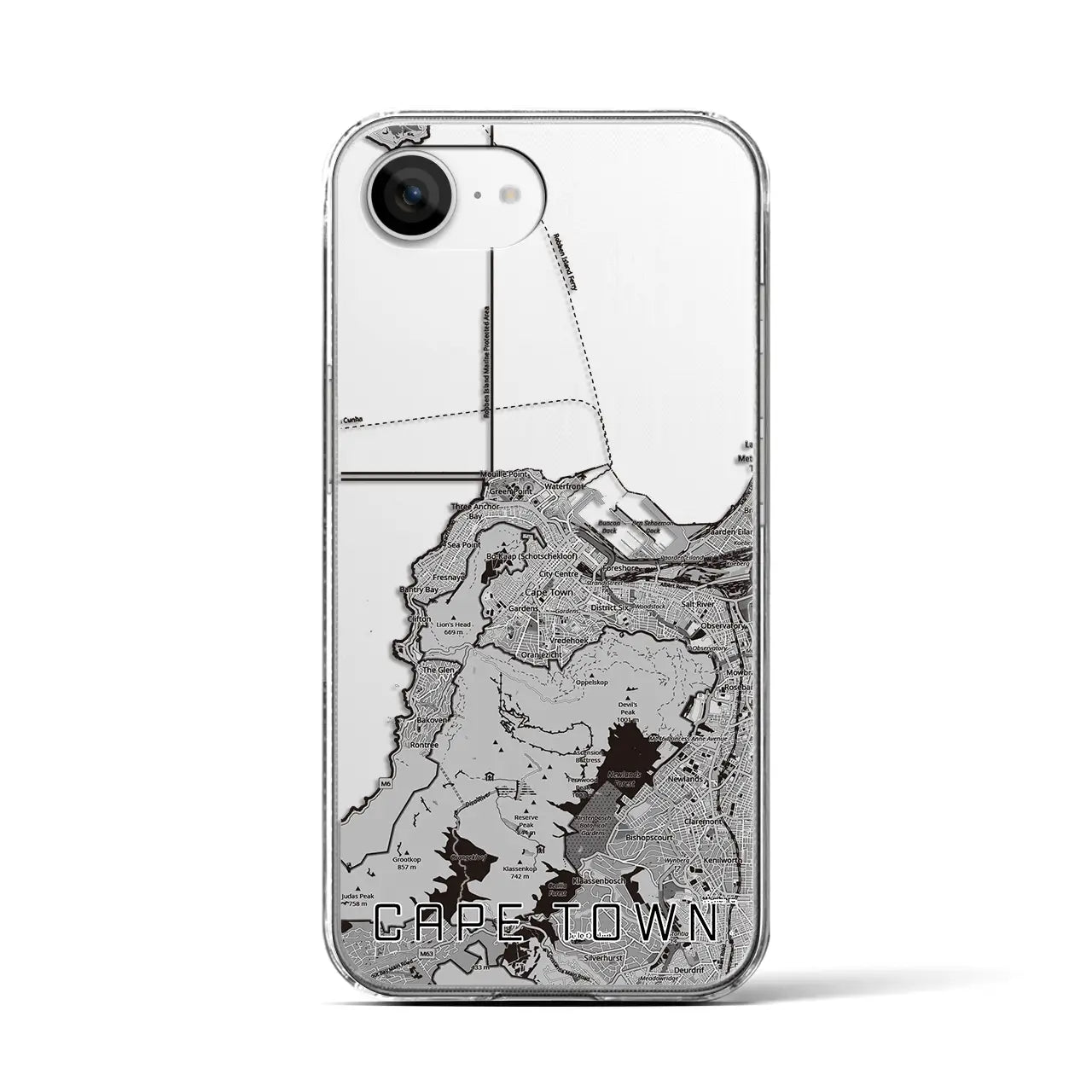 【ケープタウン（南アフリカ）】地図柄iPhoneケース（クリアタイプ）