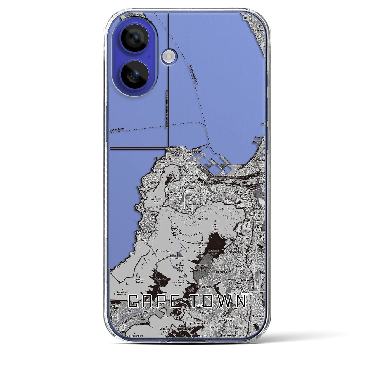 【ケープタウン（南アフリカ）】地図柄iPhoneケース（クリアタイプ）