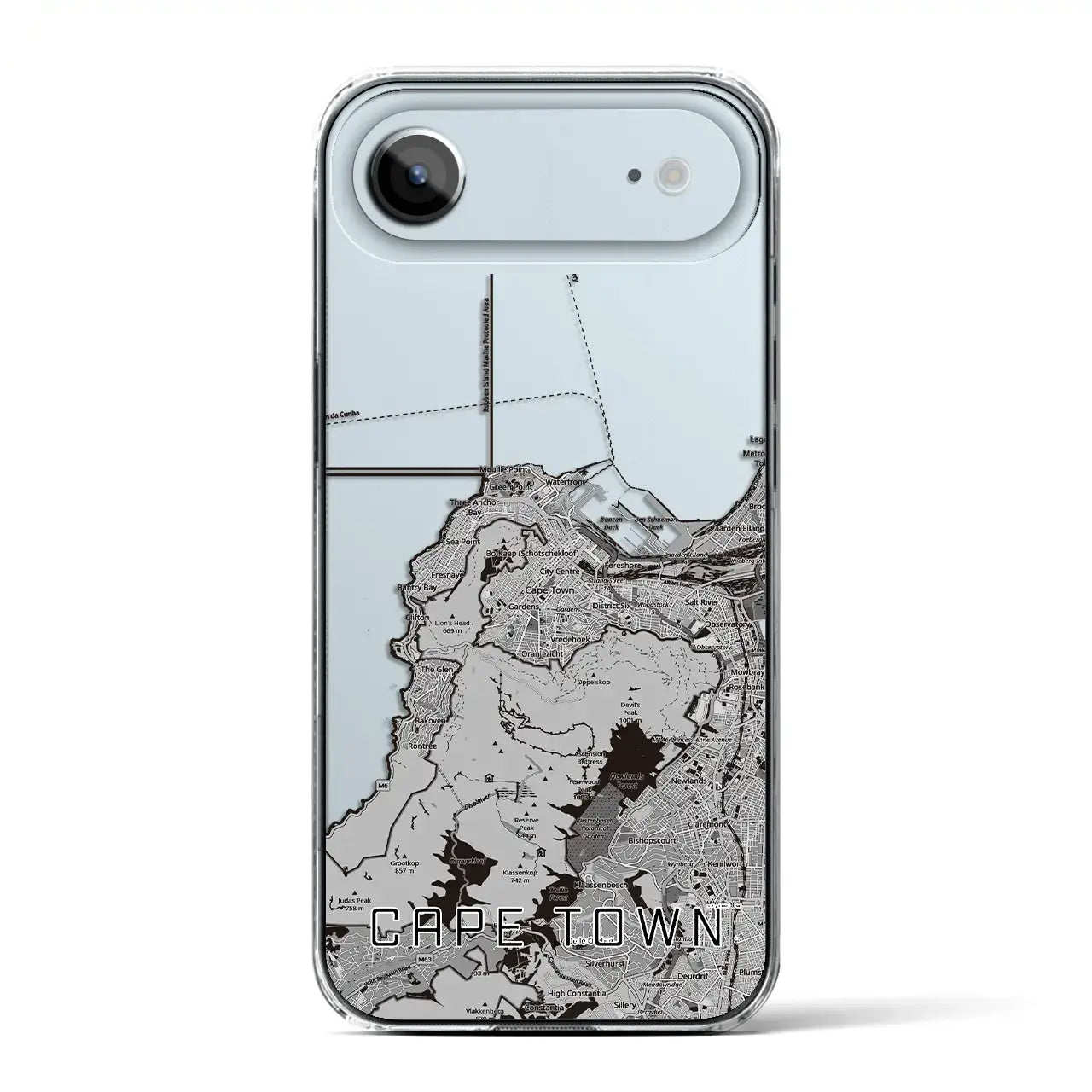 【ケープタウン（南アフリカ）】地図柄iPhoneケース（クリアタイプ）