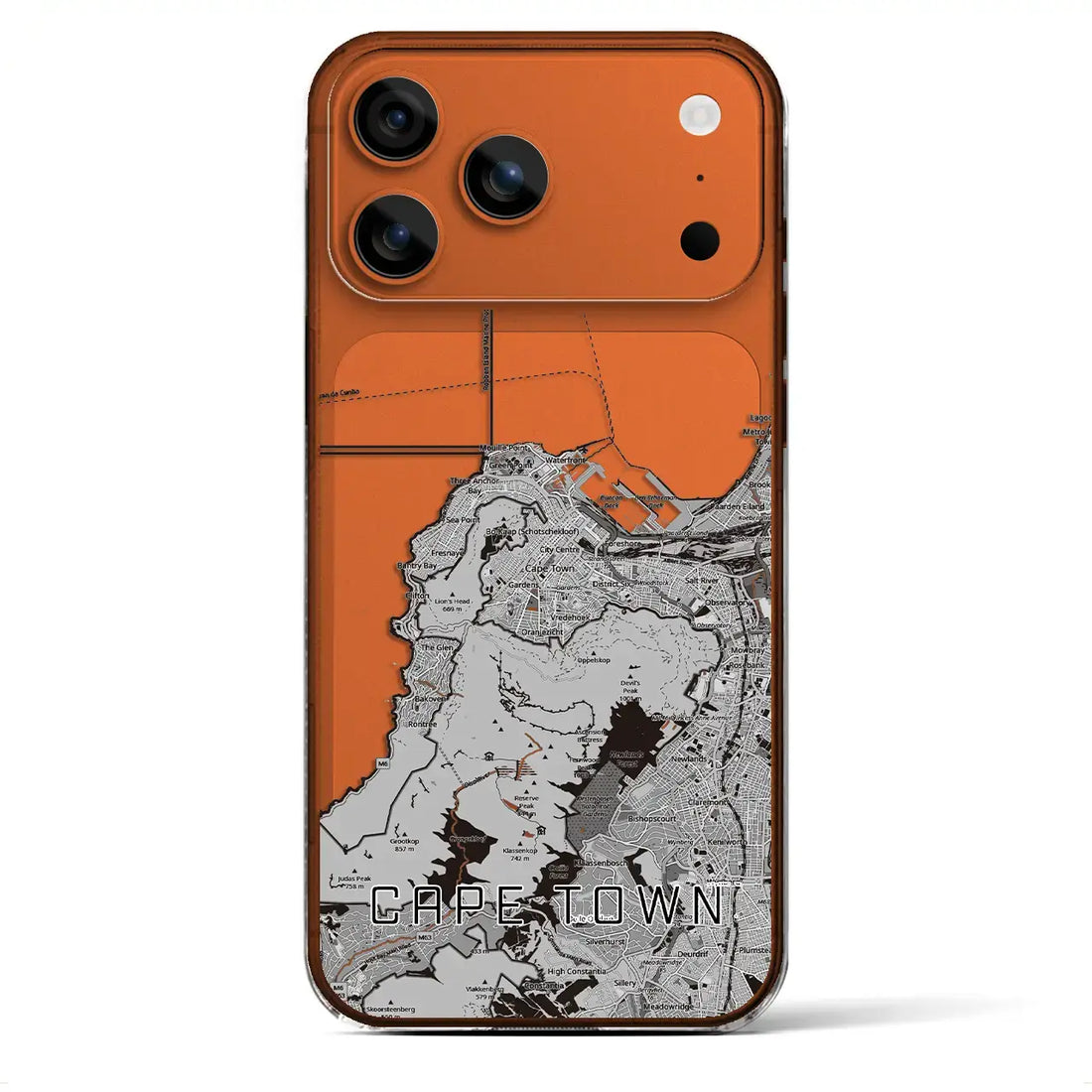 【ケープタウン（南アフリカ）】地図柄iPhoneケース（クリアタイプ）モノトーン・iPhone 17 Pro Max 用