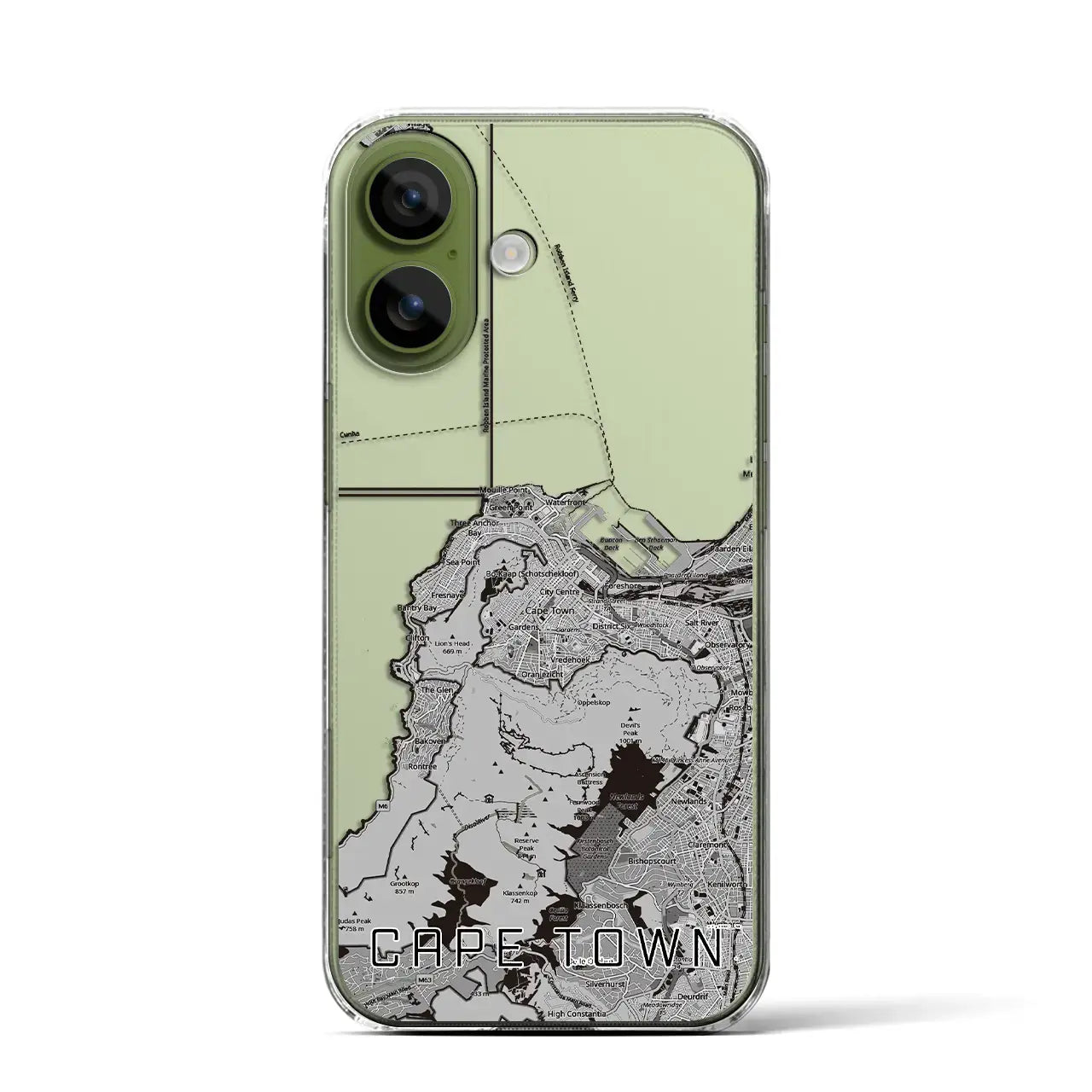 【ケープタウン（南アフリカ）】地図柄iPhoneケース（クリアタイプ）