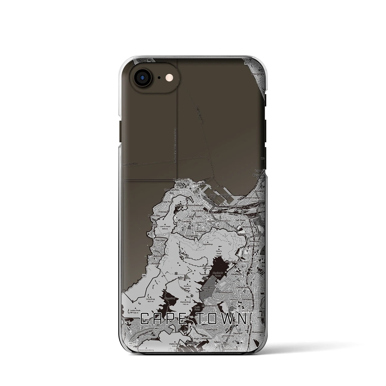 【ケープタウン（南アフリカ）】地図柄iPhoneケース（クリアタイプ）
