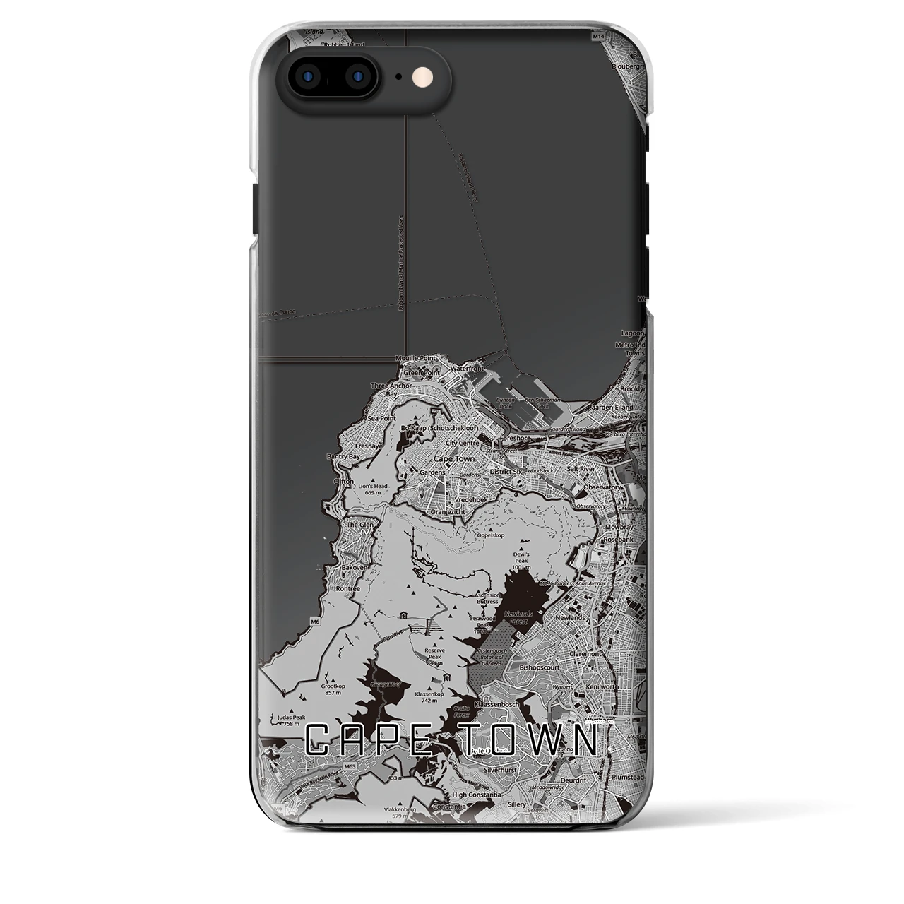 【ケープタウン（南アフリカ）】地図柄iPhoneケース（クリアタイプ）