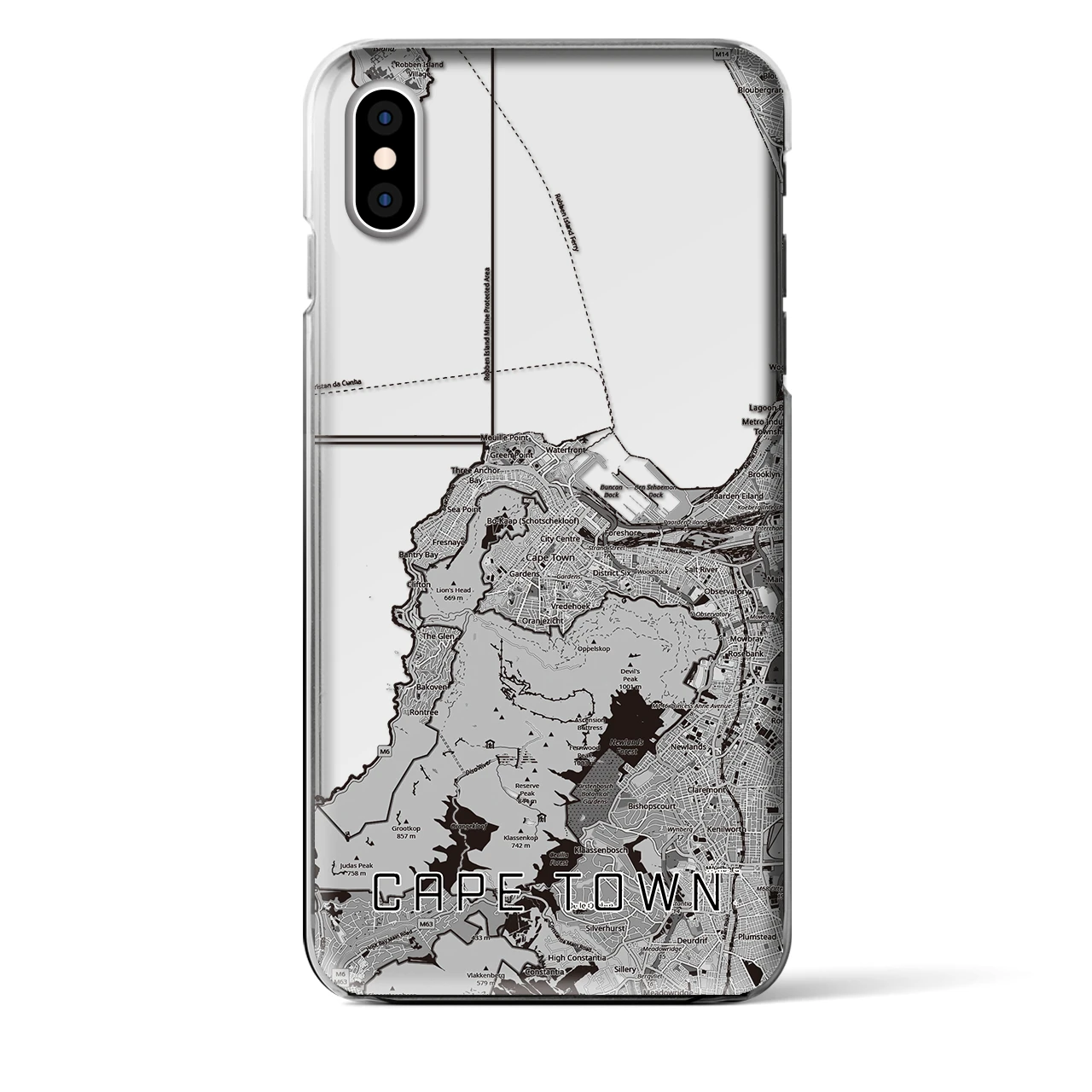 【ケープタウン（南アフリカ）】地図柄iPhoneケース（クリアタイプ）