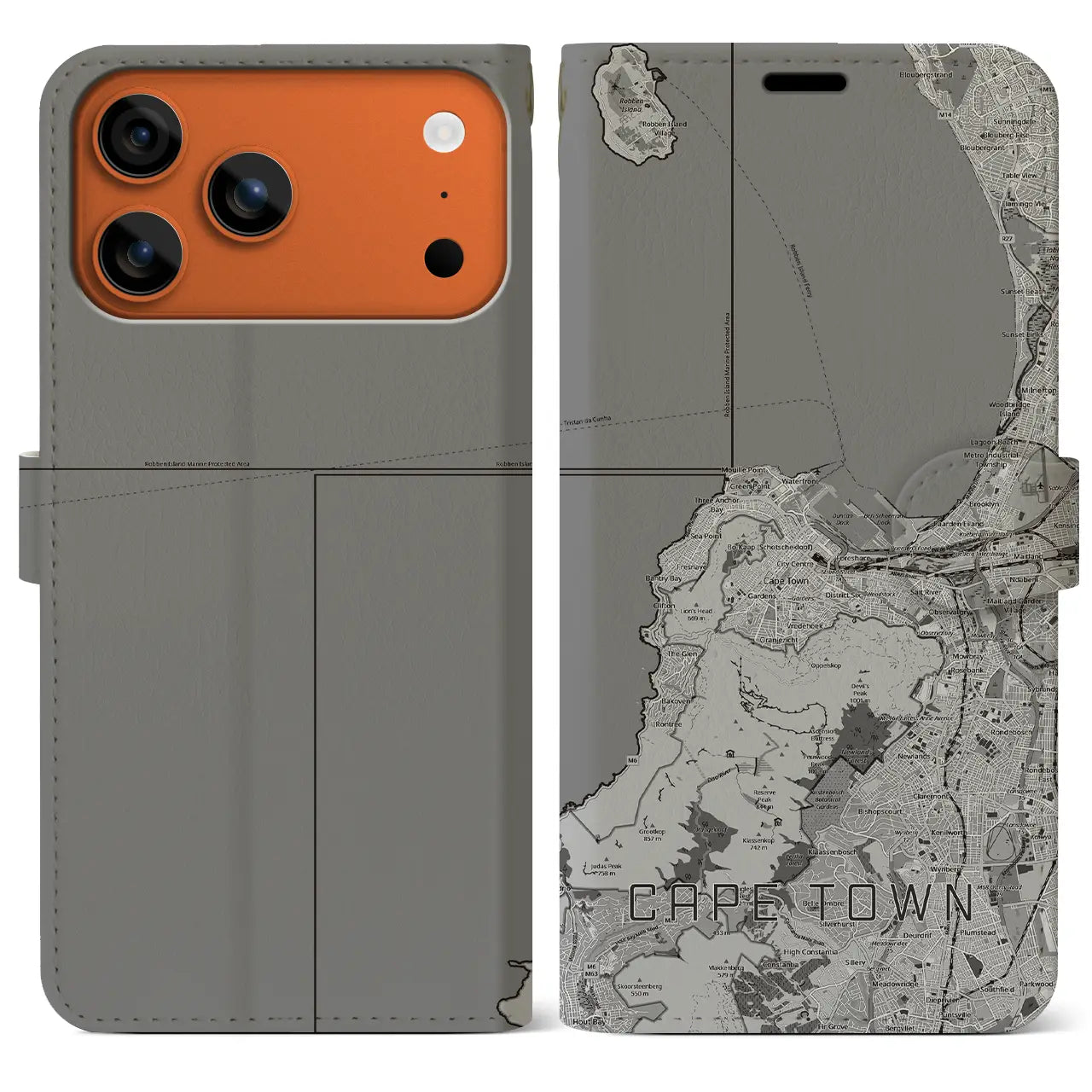 【ケープタウン（南アフリカ）】地図柄iPhoneケース（手帳タイプ）