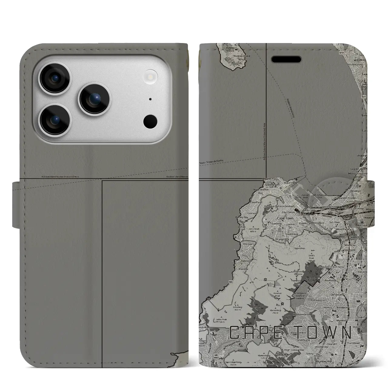 【ケープタウン（南アフリカ）】地図柄iPhoneケース（手帳タイプ）