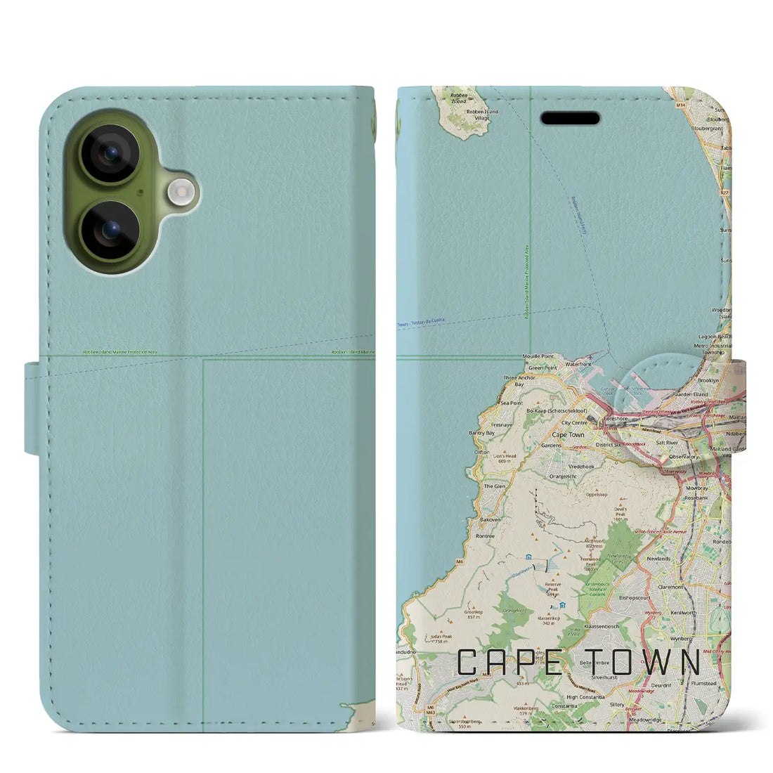 【ケープタウン（南アフリカ）】地図柄iPhoneケース（手帳タイプ）モノトーン・iPhone 17 Pro Max 用