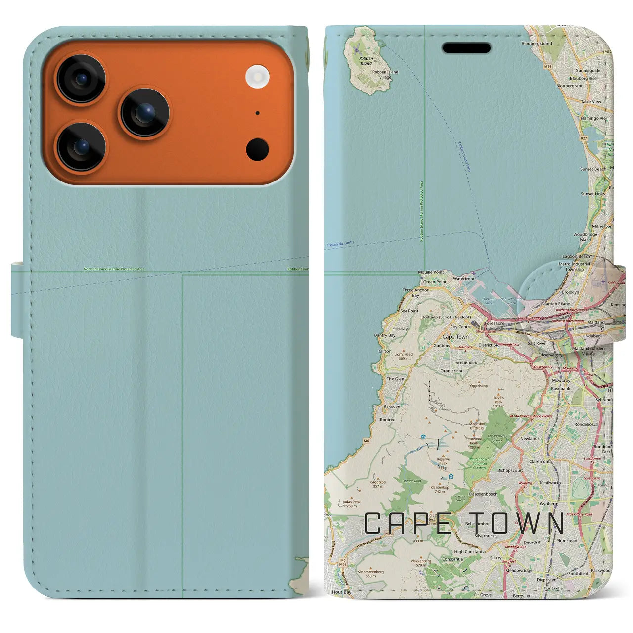 【ケープタウン（南アフリカ）】地図柄iPhoneケース（手帳タイプ）