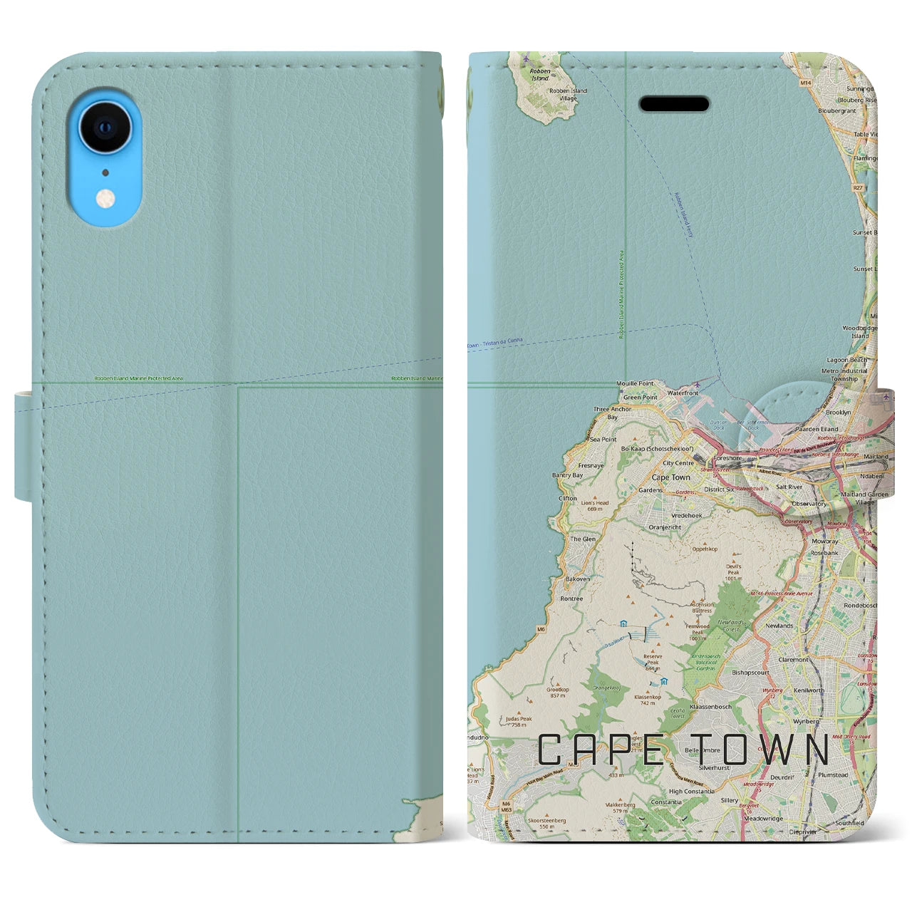 【ケープタウン（南アフリカ）】地図柄iPhoneケース（手帳タイプ）ナチュラル・iPhone XR 用
