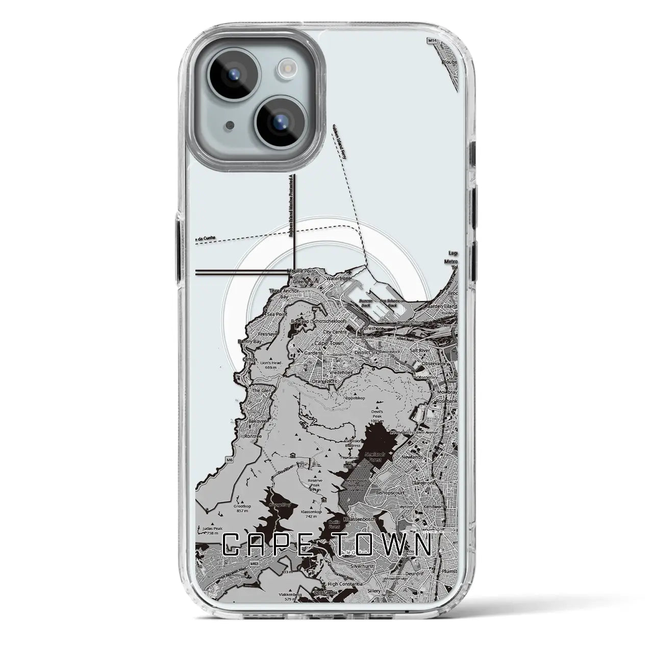 【ケープタウン（南アフリカ）】地図柄iPhoneケース（MagSafeタイプ）