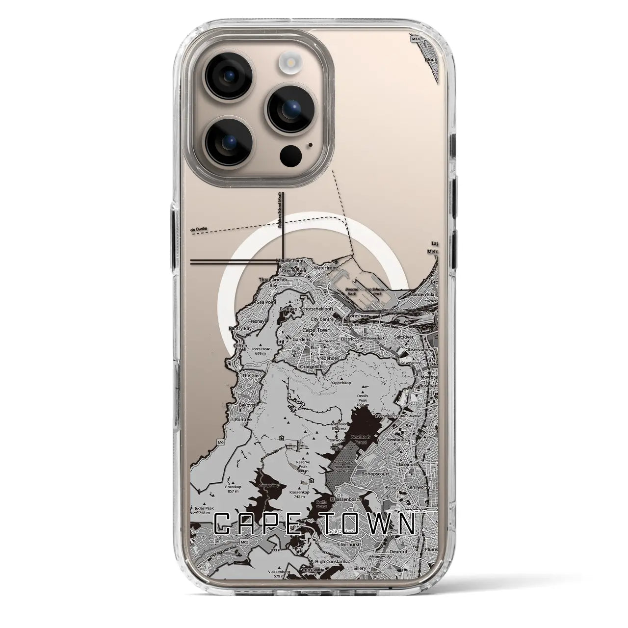 【ケープタウン（南アフリカ）】地図柄iPhoneケース（MagSafeタイプ）
