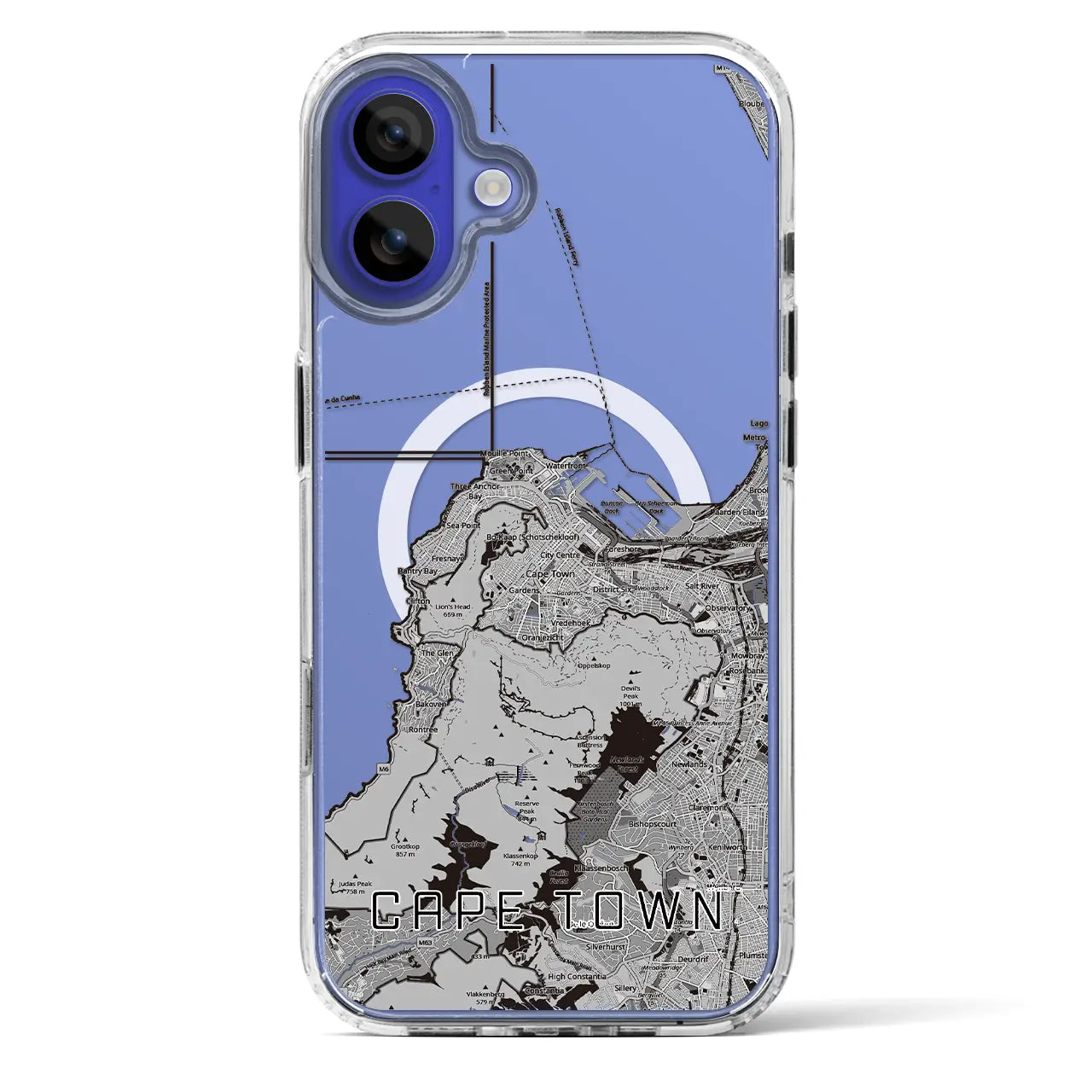 【ケープタウン（南アフリカ）】地図柄iPhoneケース（MagSafeタイプ）