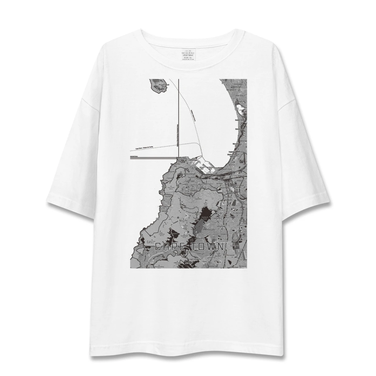 【ケープタウン（南アフリカ）】地図柄ビッグシルエットTシャツ