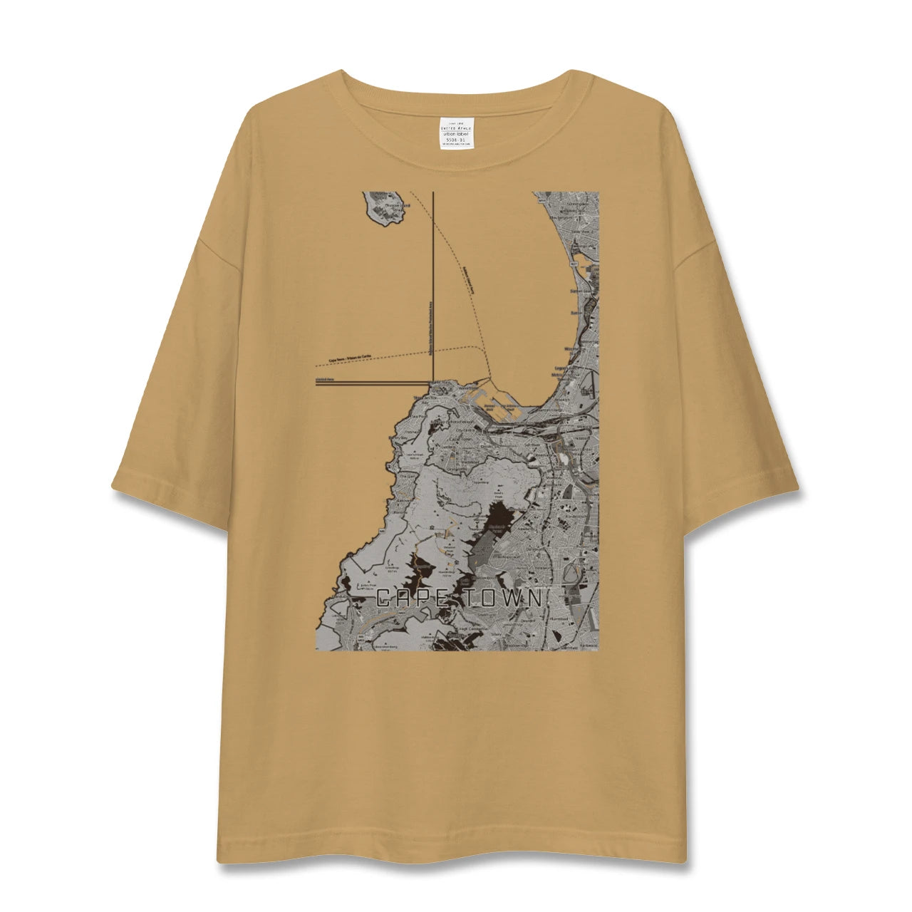 【ケープタウン（南アフリカ）】地図柄ビッグシルエットTシャツ