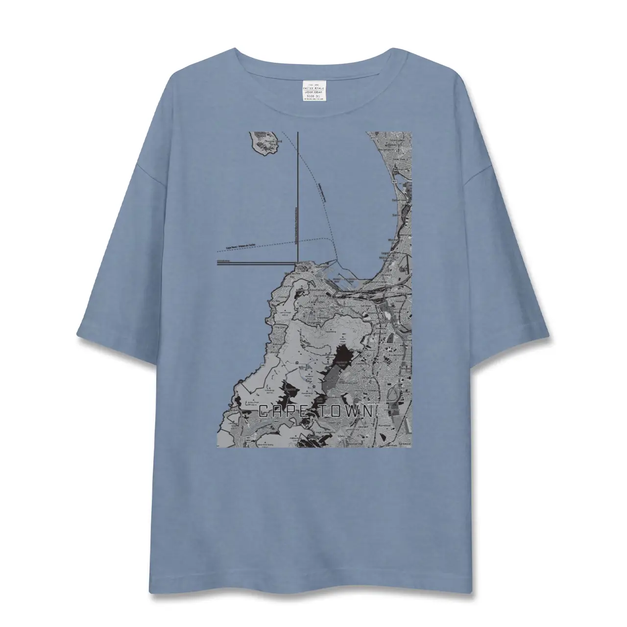 【ケープタウン（南アフリカ）】地図柄ビッグシルエットTシャツ