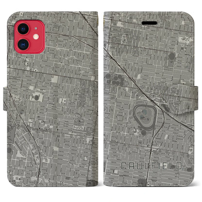 【コーフィールド（オーストラリア）】地図柄iPhoneケース（手帳タイプ）モノトーン・iPhone 11 用