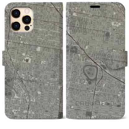 【コーフィールド（オーストラリア）】地図柄iPhoneケース（手帳タイプ）モノトーン・iPhone 12 Pro Max 用