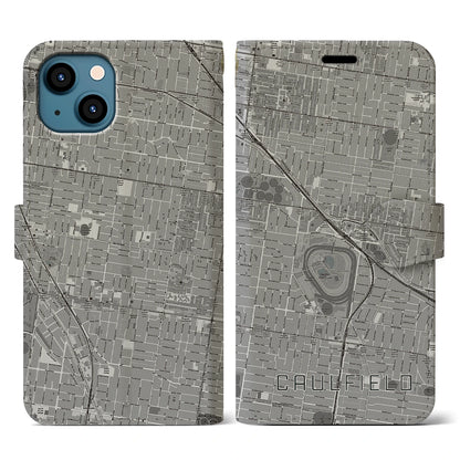 【コーフィールド（オーストラリア）】地図柄iPhoneケース（手帳タイプ）モノトーン・iPhone 13 用