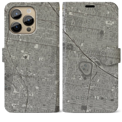 【コーフィールド（オーストラリア）】地図柄iPhoneケース（手帳タイプ）モノトーン・iPhone 14 Pro Max 用