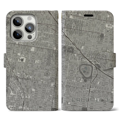 【コーフィールド（オーストラリア）】地図柄iPhoneケース（手帳タイプ）モノトーン・iPhone 15 Pro 用